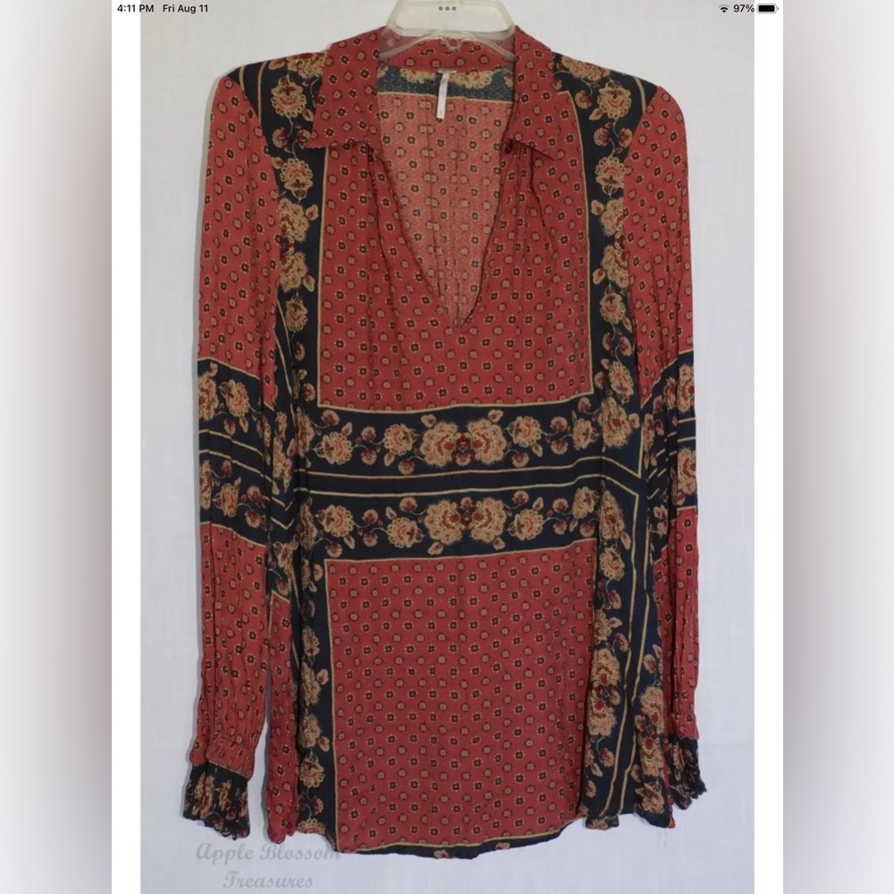 Free People Women’s Boho Peasant Style Tunic Shirt Blouse Size S/P Small